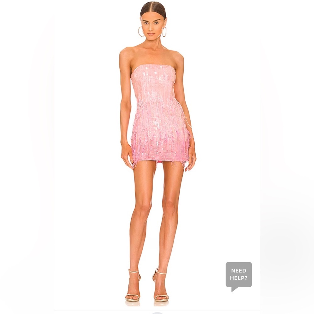 Retrofete - medium - bubble gum pink sequin/feather mini dress. Limited edition
